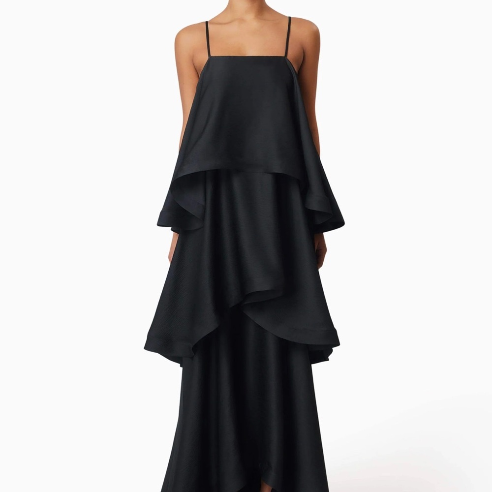 Elliatt Tilly Tiered Maxi Dress L Black